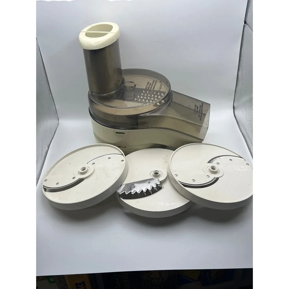 Vintage Hamilton Beach Scovill Food Processor Attachment Bowl Lid 3 Discs Blade